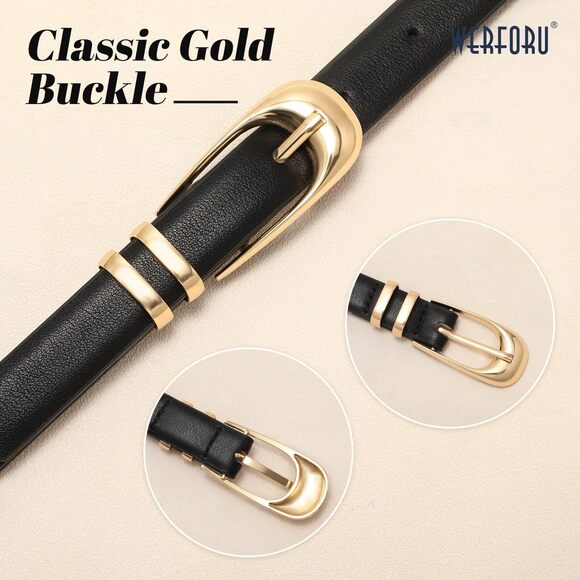 Skinny Leather Belt For Dress Jeans Women Thin Pu Leather Belt With Fashion🤙 - Picture 3 of 5